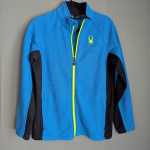 Spyder Blue black neon chartreuse full zip jacket size XL youth 18 20x30x27